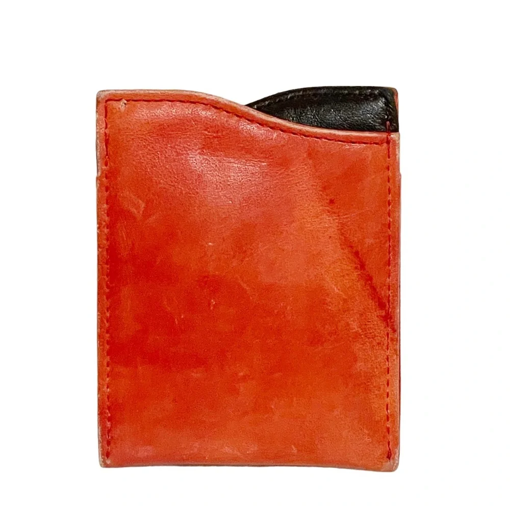 Cole Haan Mens Red Leather Magnetic Card Holder Wallet